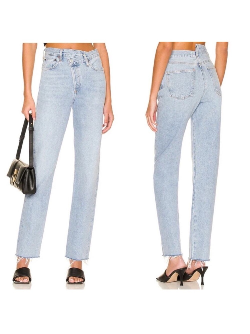 Agolde criss cross Light Blue High-Rise Straight Jeans